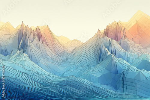 Drawing of glacier surface with hotter areas. Global warming concept