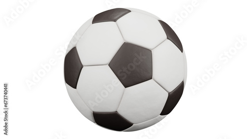 Black and white soccer ball on isolated background  alpha  transparent  png