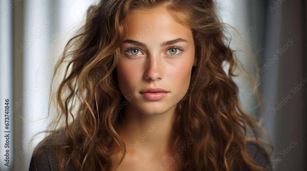 Close-up portrait of model. Natural light. Fashion, Beauty concept. Close-up portrait of model. Natural light. Fashion, Beauty concept.