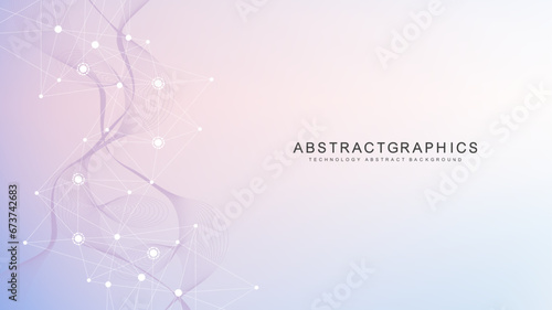 Structure molecule and communication. Dna, atom, neurons. Scientific concept for your design. Connected lines with dots. Medical, technology, chemistry, science background. Vector illustration