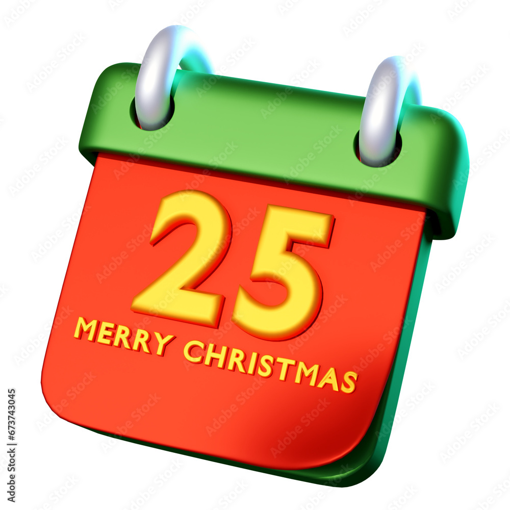 3D Illustration of christmas day calender. 25 december. cute 3D rendering 3D Illustration of christmas day calender. 25 december. cute 3D rendering