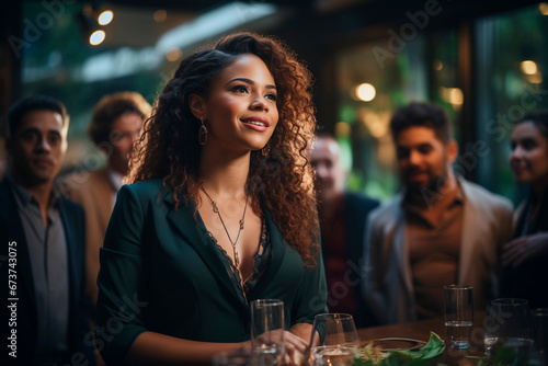 Young woman celebrating a special event with friends.