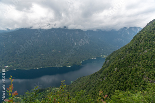 Fototapeta Naklejka Na Ścianę i Meble -  Colorful summer morning on the Bohinj lake in Triglav national park Slovenia, Alps, Europe.