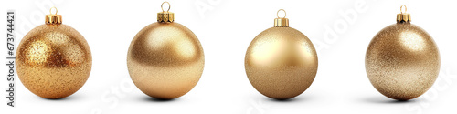 Set of littering Christmas golden Bauble isolated on transparent background photo