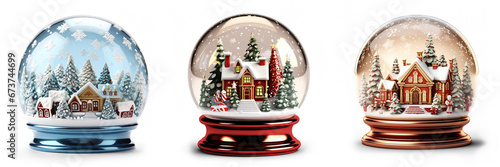 Set of Christmas Snowglobe wit snow isolated on transparent background photo