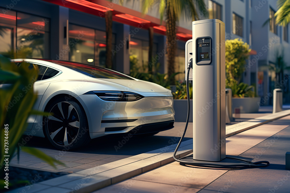 Car charging station for electric car. Car charging station for electric car.