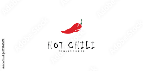 Simple hot chili template design with unique concept| premium vector