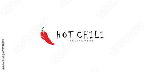 Simple hot chili template design with unique concept| premium vector