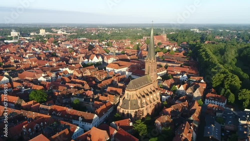 Aerial view, old town, Lueneburg, Lower Saxony, Germany, Europe