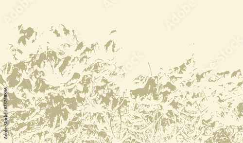 Vector abstract dirty grunge background with tree branches chaotic tangled in winter with snow on it.