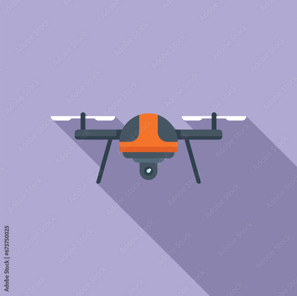 Video toy drone icon flat vector. Remote control. Aerial land view Video toy drone icon flat vector. Remote control. Aerial land view