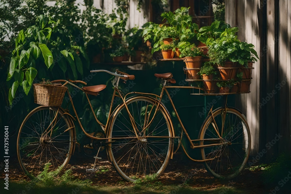 Use a vintage bicycle as a plant stand.