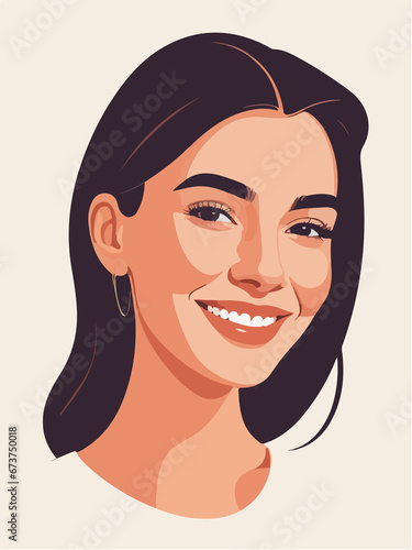 portrait of a smile woman ,  illustraitons , minimal vector design