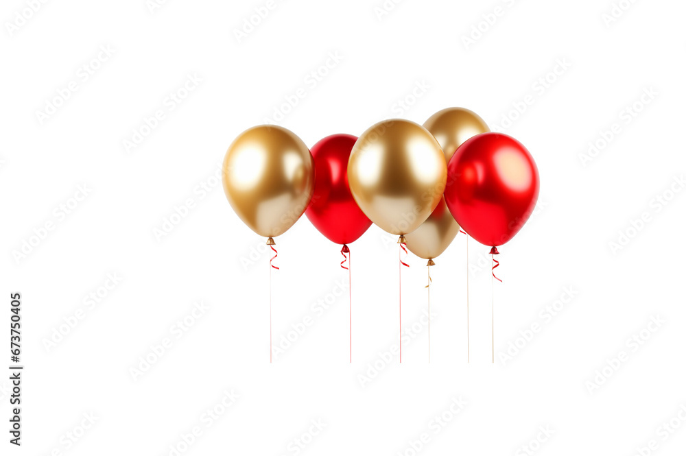 Golden and red balloons on transparent background Golden and red balloons on transparent background