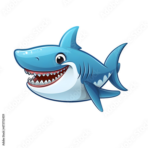 cartoon Blue shark vector illustration in transparent background Generative AI