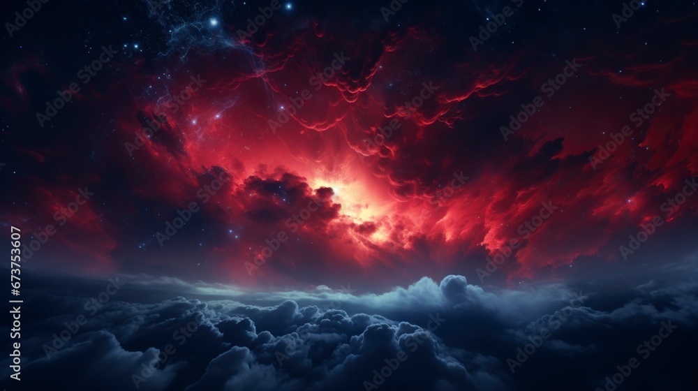 Digital art of a mysterious space phenomenon called the red nebula