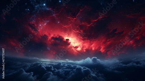 Digital art of a mysterious space phenomenon called the red nebula