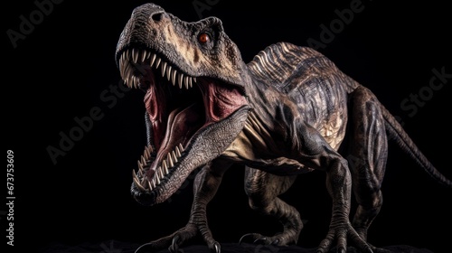 Tyrannosaurus rex roaring on a black background © Iarte