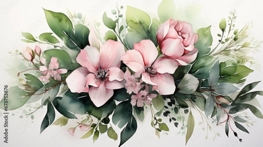 Bouquet of flowers in watercolour painting style