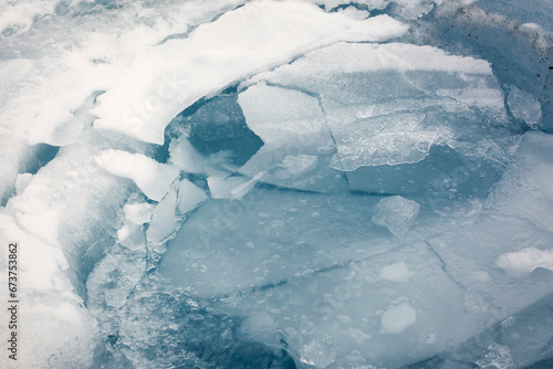 Broken thin layer of Perito Moreno Glacier ice 