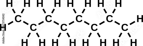 Octane C8H18 chemical structural formula, vector illustration