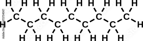 Nonane C9H20 chemical structural formula, vector illustration