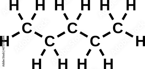 Pentane C5H12 chemical structural formula, vector illustration