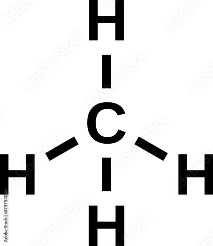 Methane CH4 chemical structural formula, vector illustration