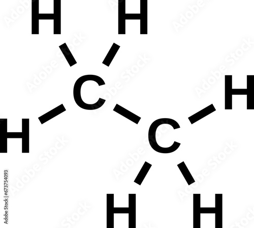 Ethane C2H6 chemical structural formula, vector illustration