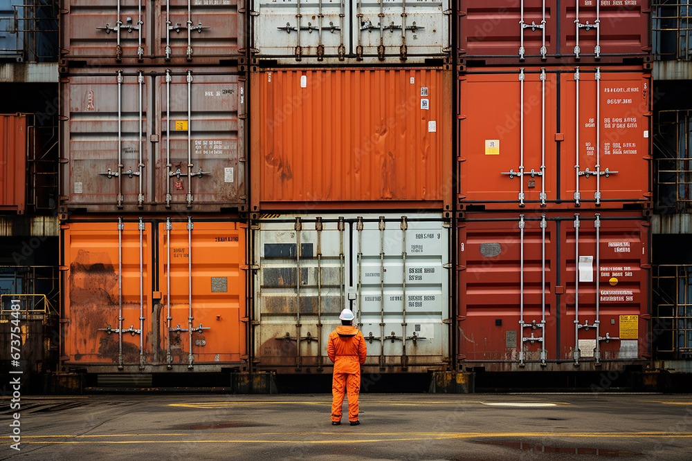Container Fracht, Hafen Spedition - obrazy, fototapety, plakaty 