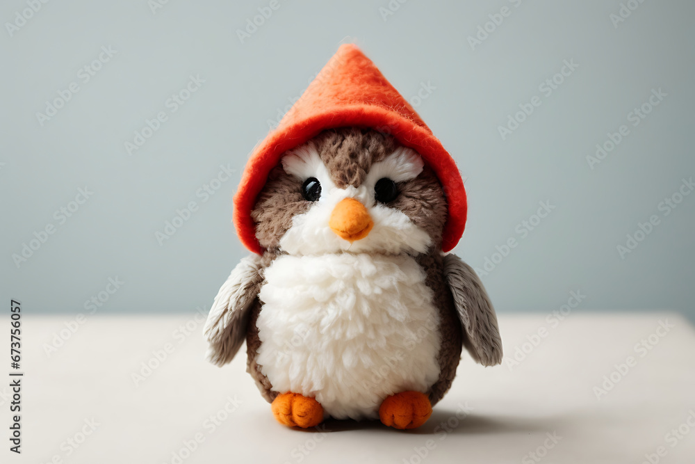 Cute Owl Plush Toy with Red Hat
