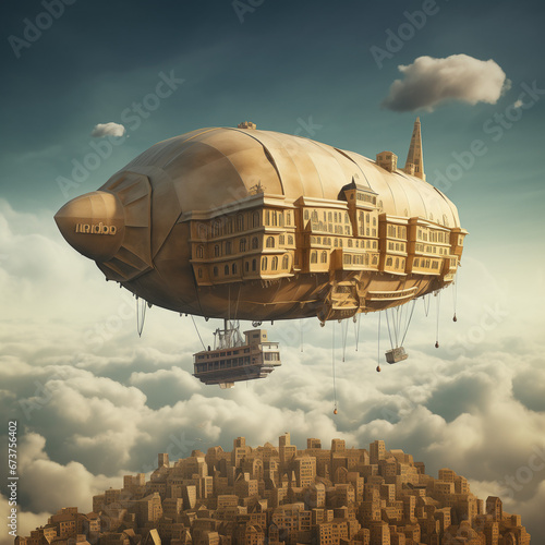 Futuristic Float: The Levitating City Zeppelin