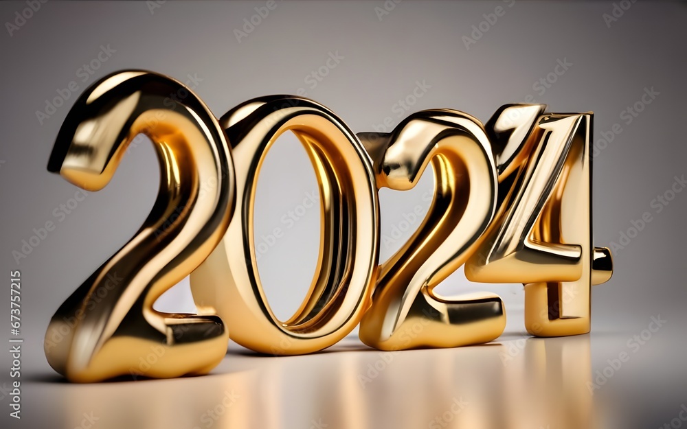 New Year 2024.Happy New Year 2024 Golden 3d Numbers With Luxury Text ...