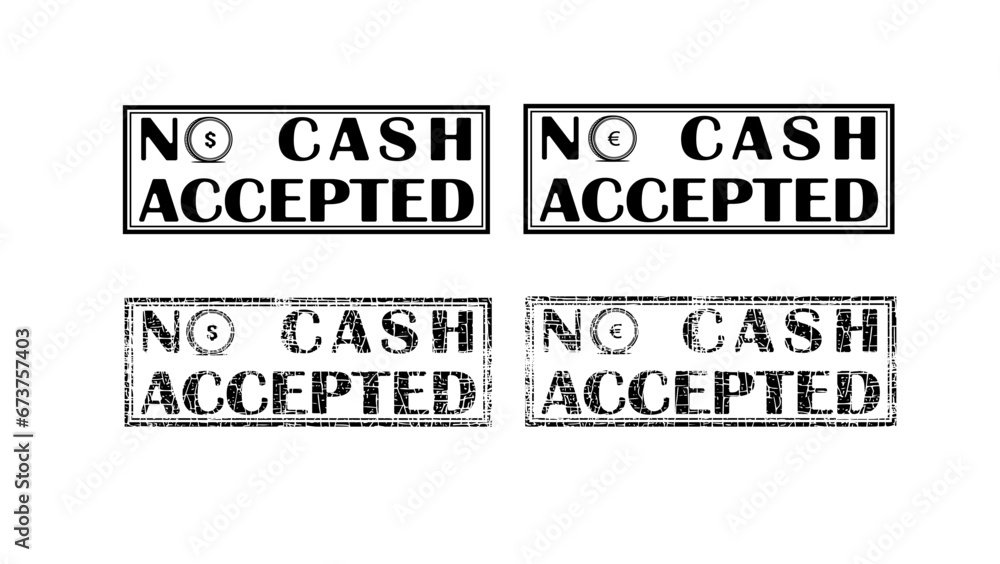 'No cash accepted' sign, set of stamps