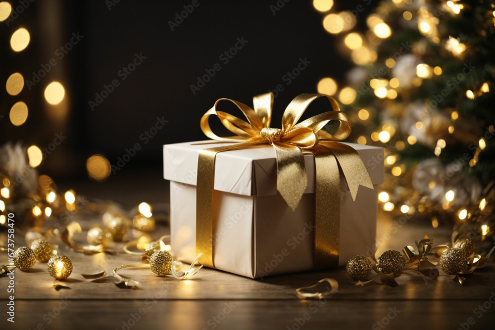 Image of a gift box with shining lights. Image of a gift box with shining lights.
