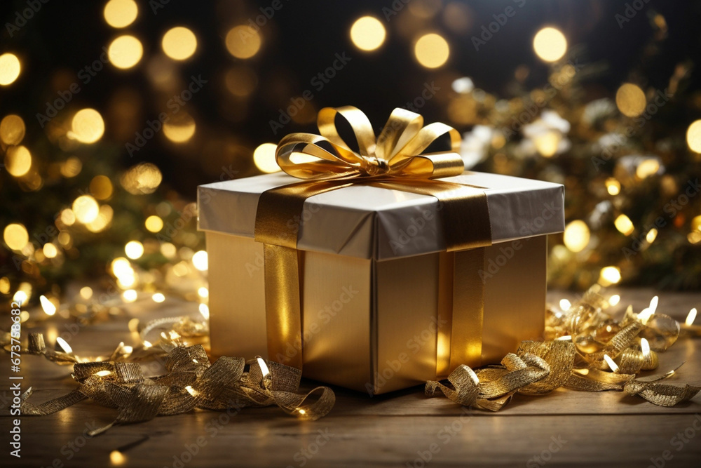 Image of a gift box with shining lights. Image of a gift box with shining lights.