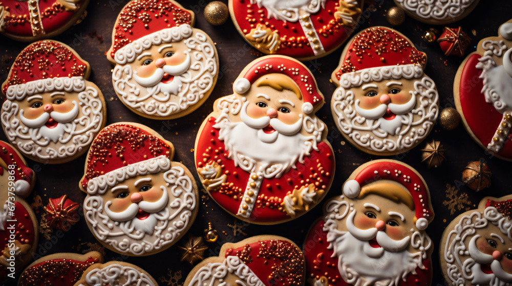 Christmas cookies with Santa decorations