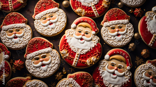 Christmas cookies with Santa decorations
