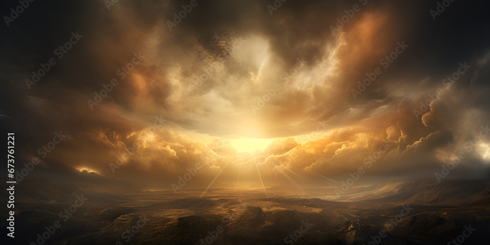 The golden light of the sun and clouds in the sky and Cloud amidst the sky