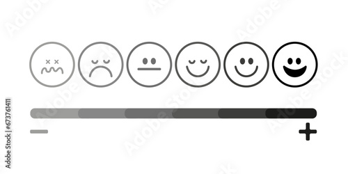 Emoticons set. Emoji faces collection. Emojis flat style. Happy and sad emoji. Vote Scale Symbol Set.