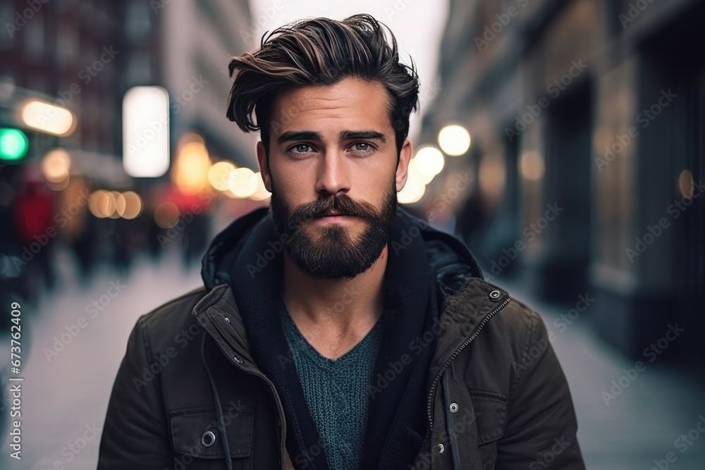 Attractive Young Hipster Man Posing For Camera
