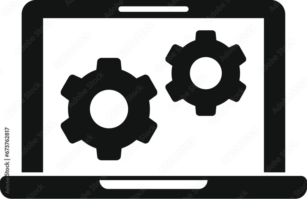 Update laptop soft icon simple vector. Pc fix. Repair screen