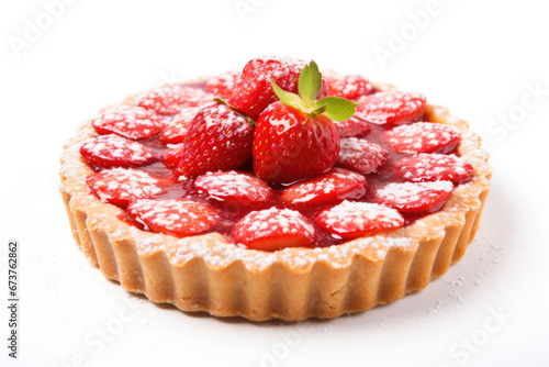 Strawberry tart isolated on white background