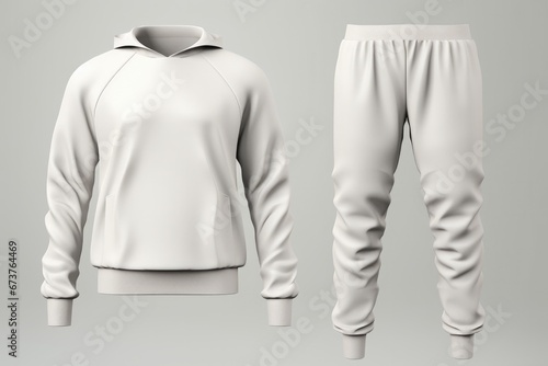 Blank Tracksuit Top With Pants, Mockup Template photo