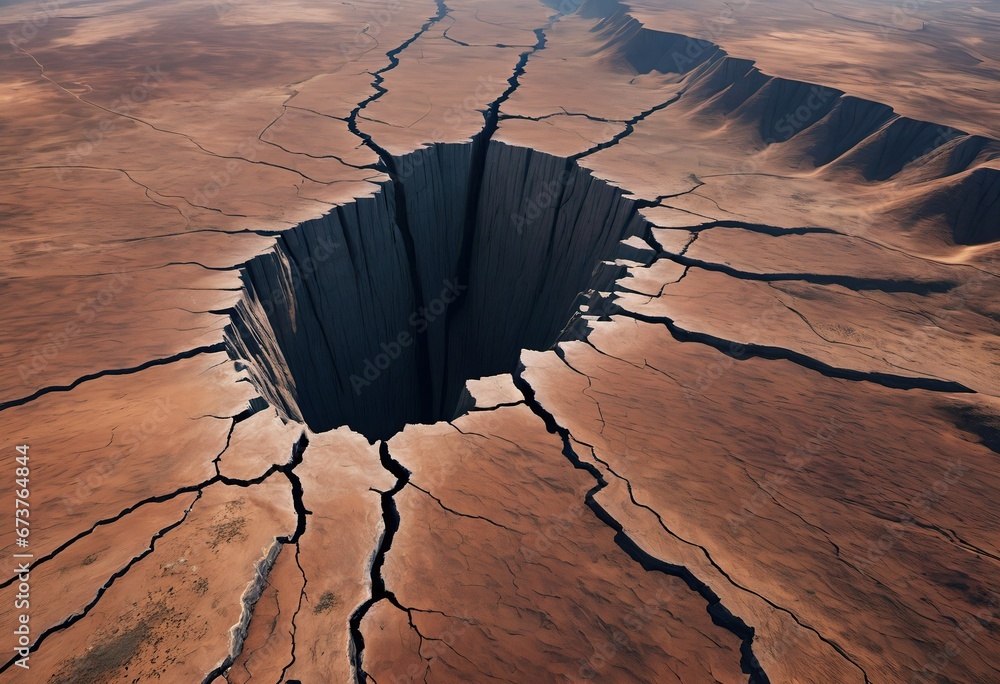 anomalous hole abyss in the desert - obrazy, fototapety, plakaty 
