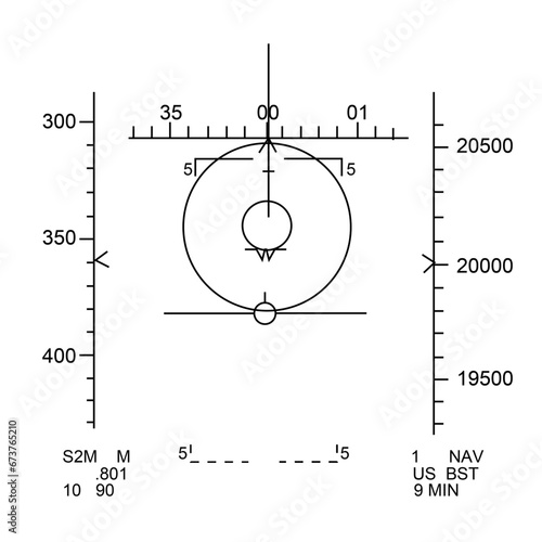 Boeing F-15C HUD Symbology for IR Missile AACQ Mode (Auto Acquisition) AIM 9 - Editable Vector Illustration