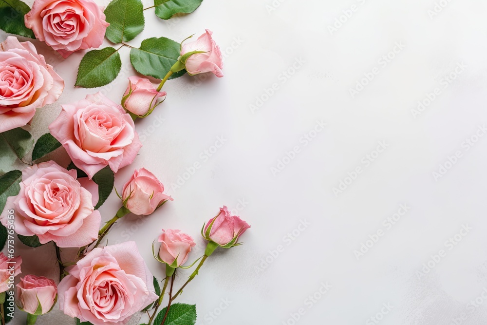 blooming pink roses flowers