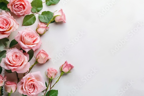 blooming pink roses flowers