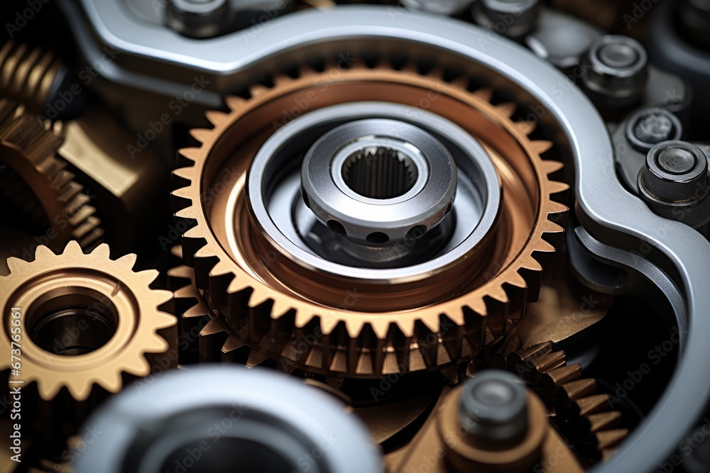 Detailed Closeup Of Metallic Gears And Auto Parts Detailed Closeup Of Metallic Gears And Auto Parts