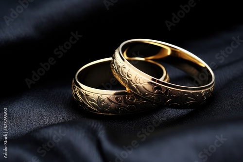 Dark Background Emphasizes Elegant Wedding Rings